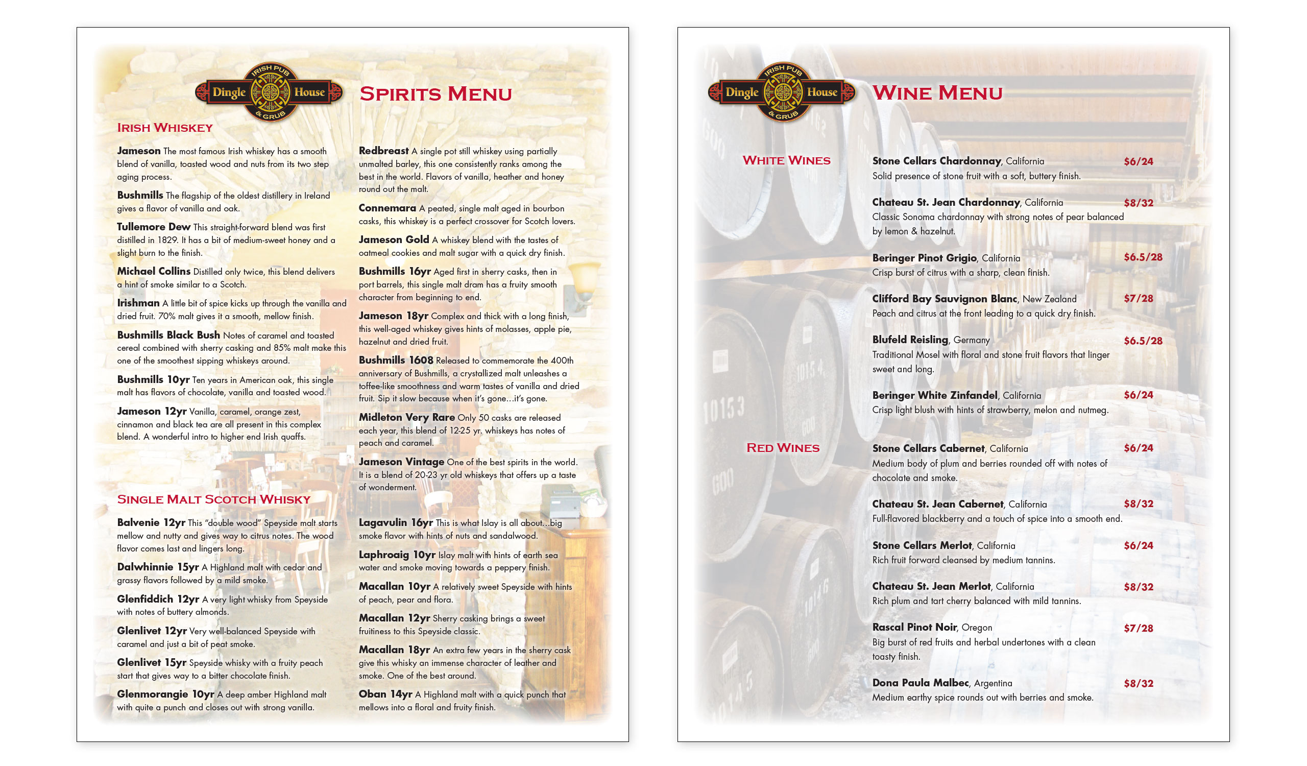 drink menus